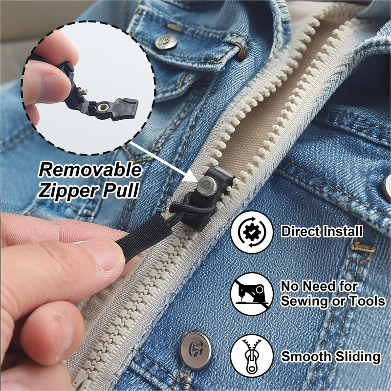 Zip Repair Kit - 6 Pieces Fix Zip Pulls, High
