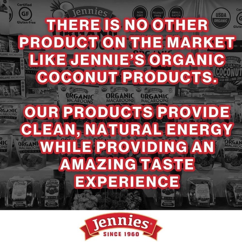 Jennies Organic Coconut Bites with Cranberries, Goji, Chia Seeds, &