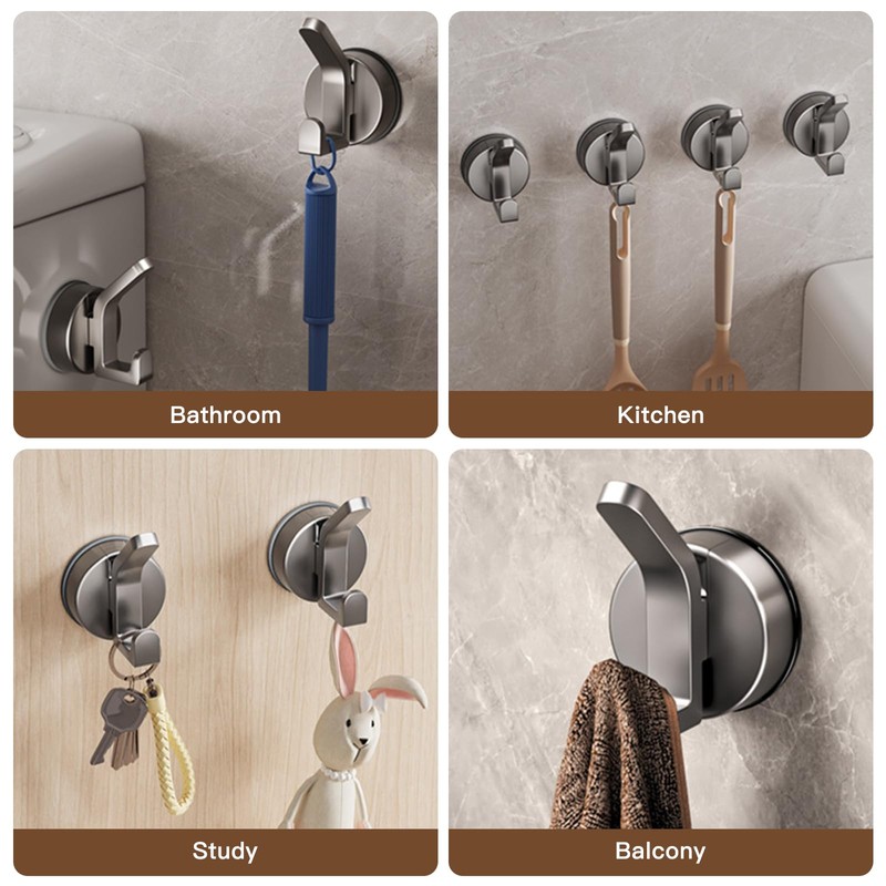 anyuan boy Pack of 4 Suction Cup Hooks, Suction Cup