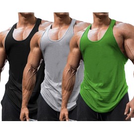 Babioboa Men's Gym Tank Tops 6 Pack Y-Back Workout Muscle Tee Athletic Workout Fitness Vest T-Shirts