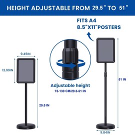 Noliven 6 Pack Standing Sign Holder 8.5x11 Inch, Adjustable Floor Sign Holder with Snap Open Aluminum Frame & Rounded Corners, Vertical Horizontal Display for Business Mall Restaurant