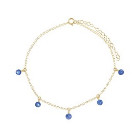 Kyanite Bead Drop Anklet in 14k Gold Fill