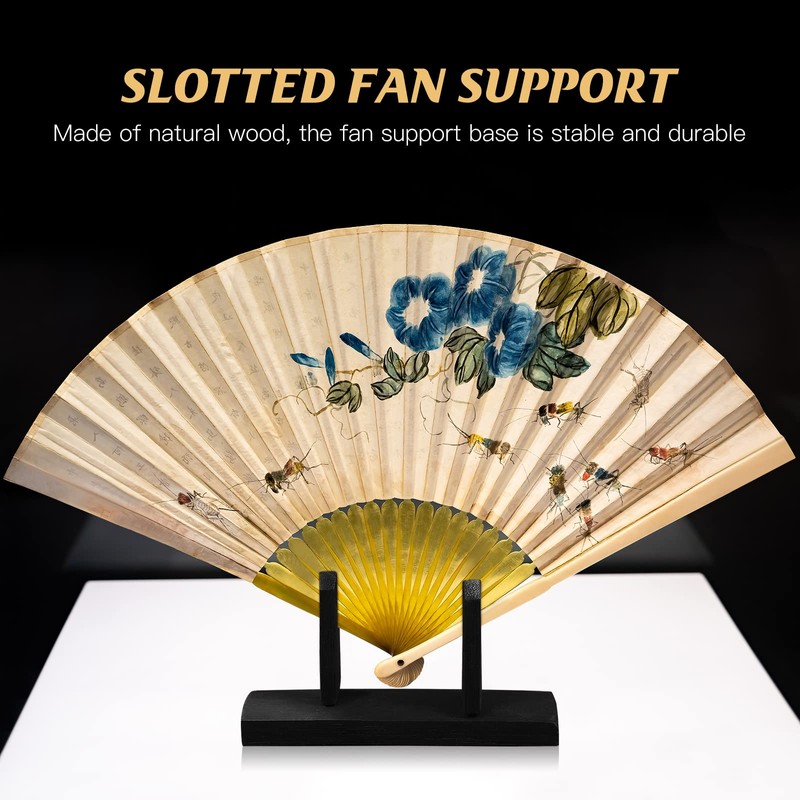 VOSAREA Bamboo Japanese Folding Fan Stand Holder Handheld Fan Display