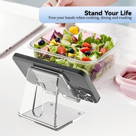 Acrylic Phone Stand - Crystal Clear Cell Phone Desk Holder for Phone & Tablets - Sturdy Desktop Organizer & Modern Office Decor Accessories