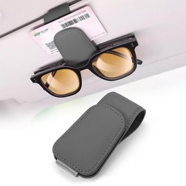 Glasses Holder for Car Sun Visor, Glasses Holder for Car, Sunglasses Holder, Magnetic Car Visor Glasses Holder, Sunglasses Holder/Ticket Card Clip (Elegant Grey)