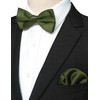 JEMYGINS Mens Solid Frosted Bifold Bow Tie with Pocket Square