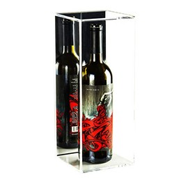 Better Display Cases Acrylic Wine Bottle Display Case with Mirror - 5.5" L x 5.5" W x 13.25" H (A017/D02)