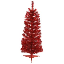 Vickerman 3' Red Pencil Artificial Christmas Tree, Red Dura-lit LED Lights. - Faux Pencil Christmas Tree - Seasonal Indoor Home Decor