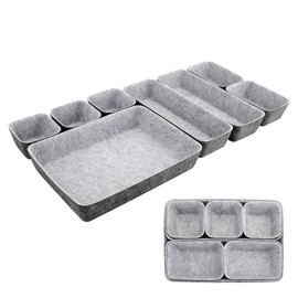8pcs Drawer Organizers, Separators, Storage Box ,Felt Storage Bins Inserts Tool Containers Toy Basket Shelf Cubes Foldable Drawer Dividers Desk Organisers for Home, Bedroom, Living Room -Grey Matching