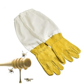 Tophomer Premium Quality Leather Beekeeping Gloves Long Sleeves Stin-Proof Cuffs Durable Beepkeeper Protective Gloves for Beekeeping Gardening Pet Breeding Work XL