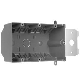 HXH Adjustable Electrical Outlet Box Plastic, 1 PCS 3 Gang Electrical Outlet Box Extender, 49 Cubic Inch PVC Junction Boxes for Home Improvement, ETL Listed, Grey.