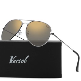 Versol Aviator Sunglasses for Men Women Mirrored Lens UV400 Protection Lightweight Polarized Aviators Sunglasses Gold Mirror Lens