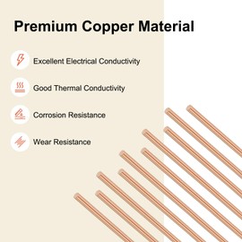 M METERXITY 5-Pack Copper Round Rod 1.5mm Dia. 11.81 Inch Length T2 Stock Solid Copper Rod Lathe Bar for Metal Crafts DIY/Gardening/Industry/Decoration Pure Tube