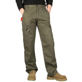 VATRENUS Men's FR Cargo Pants Flame Resistant Pants Lightweight 7.5oz 100% Cotton Green Fire Retardant Elastic Waist Pants