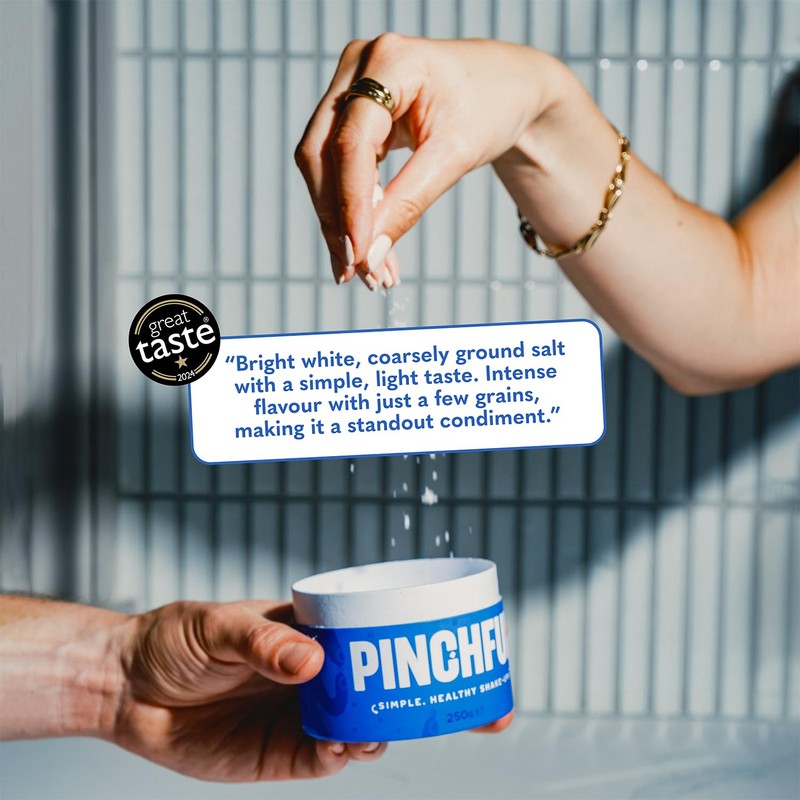 Pinchful Sea Salt Crystals – 30% Lower Sodium, Mineral-Rich, 250g,