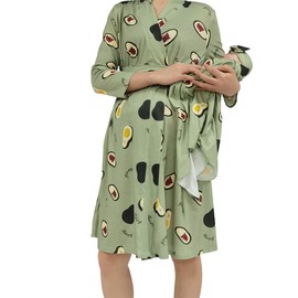 SUFEINI Mom and Baby Matching Robe and Swaddle, Maternity Nursing Robe Labor and Delivery Gowns for Hospital Women Sleepwear Bathrobe (C01 Robe+swaddle, XL)