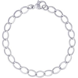 7" Sterling Silver Dapped Curb Link Classic Charm Bracelet by Rembrandt