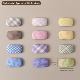 12 PCS Toddler Hair Clips - 1.8'' Baby Girls Wrapped Snap Barrettes or Babies Hair Accessories for Infants and Kids