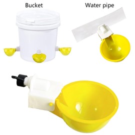 Pack of 6 Chicken Drinkers, Automatic Poultry Drinkers, Plastic Chicken Drinkers, for Chickens, Ducks, Pigeons, Turkeys (Yellow)