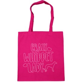 Hippowarehouse Crazy Whippet Lady Tote Shopping Gym Beach Bag 42cm x38cm, 10 litres