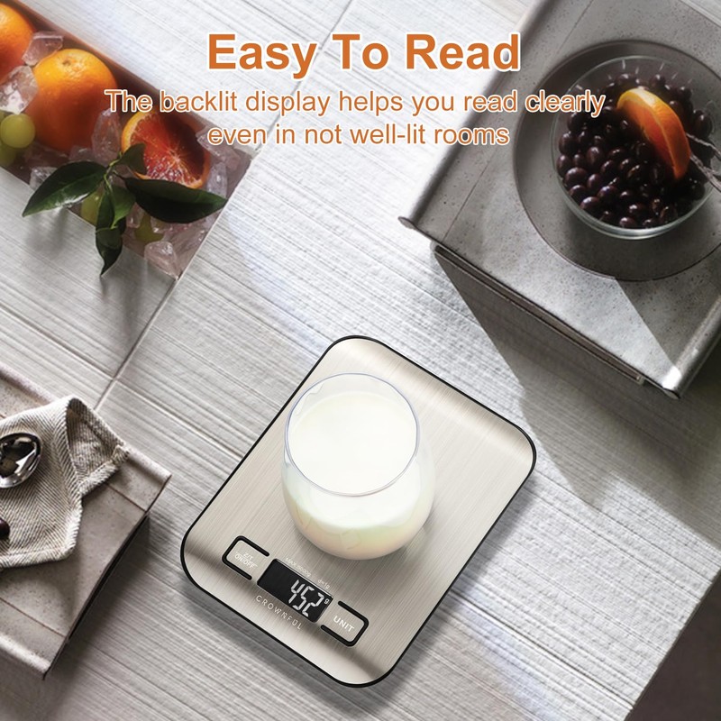 CROWNFUL Food Scale, 11 lb Digital Kitchen Scales with Built-in