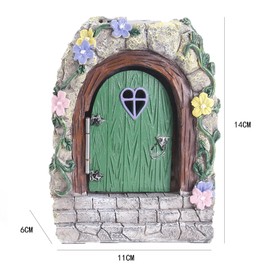 Fairy Door Garden, Solar Lights Fairy Door Garden Decoration, Miniature Fairy Garden Front Door, Glow in The Dark Miniature for Tree Trunk, Retro and Mystical Elf Door Tree, Outdoor Statues Trees