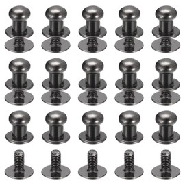 sourcing map 6 mm Ball Head Bolt Rivets Screws Back 15 Pack Round Head Button Nipple Rivets for Crafts Leather Craft Handbag Belt Metallic Black