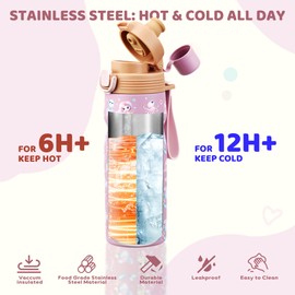 MAISON HUIS Kids Water Bottles 2 Pack, 18/8 Stainless Steel Vacuum Leak Proof Straw Cup with 21oz Tritan Sport Bottle, Kids Water Bottle for School, Gifts for Boys and Girls