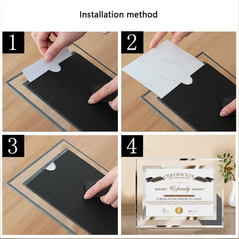 LUCKYLIFE 8.5x11 Picture Frame Glass Certificate Document Frame for Tabletop