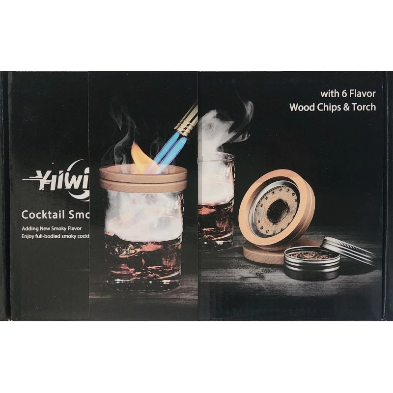 YIWINWY Cocktail Smoker Kit with 6 Flavor Wood Chips &