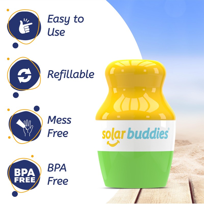 Solar Buddies Sunscreen Applicator - Green Duo - BPA-Free Refillable