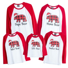 PJ's & Presents Matching Family Christmas Set – Fleece Christmas Morning Outfit - Holiday Card Matching Family Clothing Set, Size 6-6X, Bear Family