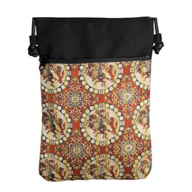 Inokuchi Shojudo of Kyoto Fan, Lion Hunting Bunnishiki, Made in Japan, Kyoto Pochette Sacoche Mini Bag, Shoulder Bag, Handmade, Craftsmanship, Red/Orange/Gold/Off White