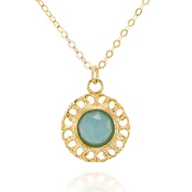 Stera Jewelry Women's 14k Gold Plated Silver Created Blue Quartz & Tiny Hearts Pendant Necklace, 18" + 4" Extender