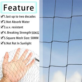 Bird Net, Bird Protection Net, Tight Mesh, 15 x 15 m, Bird Net, Reusable, Can Be Cut to Any Size, Weather and UV Resistant with 20 x Ground Hooks for Fruit Trees, Garden