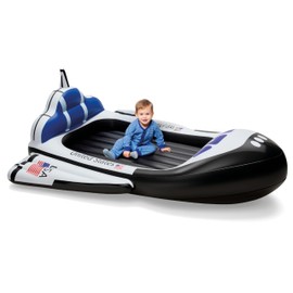 Premium Innovations Inflatable Space Ship Kids Bed and Mattress, Blow Up Rocket Travel Bed with Mattress and Sides, for Sleepovers, Home, Traveling, Hotel, or Outdoor Use - Electric Pump Included