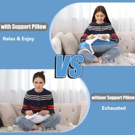 HOMBYS Crochet Pillow for Lap Support,Gaming Pillow for Lap,Lap Pillow for Reading & Crocheting,Soft Lap Desk Pillow,Reading Pillow,Crochet Pillow for Lap Support,Arm Pillows (Grey/Blue)