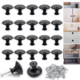 SOZOMO 20 Piezas Pomos de Gabinete de Cocina(30mm),Perilla de Cajón de Acero Inoxidable,Perillas Para Gabinetes,Pomos de Cómoda,Tiradores de Gabinete Negro Mate,Pomos de Cajón,Jaladeras para Cajones