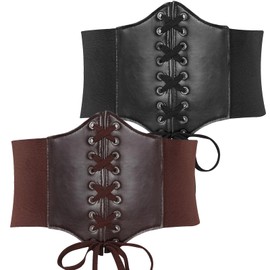 Pieces Corset Women's Black Elastic Corset Belt, black