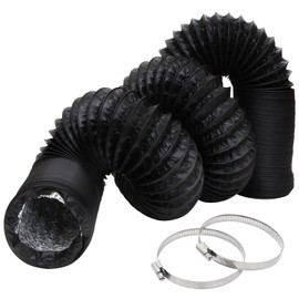 RILIHII Duct Hose, Exhaust Hose, For Exhaust Ventilation, Aluminum Flexible, Heat Resistant, Waterproof, Corrugated Duct Ventilation Pipe, Telescopic, Easy to Cut and Install, Includes Stainless Steel Hose Clamp, 2 Pieces, 2.9 inches (75 mm), 16.0 inches (5 m), Black