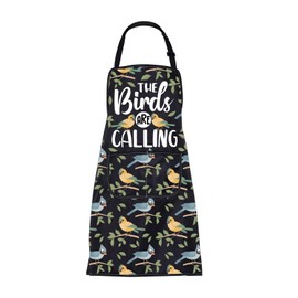 ENSIANTH Bird Apron with Pockets for Women Bird Gifts for Bird Lovers The Birds Are Calling Kitchen Cooking Chef BBQ Apron (2519 Bird Calling A)