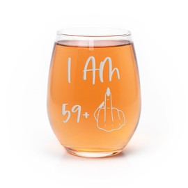 59 Plus 60th Birthday Stemless Wine Glass - Happy 60th Birthday Gift for Women - 5 Glasses