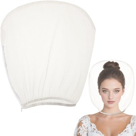 Oversized Makeup Protector Hood, Guards Hair & Makeup While Dressing, Nylon Chiffon, Reusable, Zip Closure, Machine Washable Beige