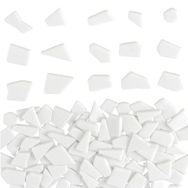 Youway Style White Glass Mosaic Tiles for Crafts Bulk,200g Broken Glass Pieces for DIY Spring Mosaic Art Kit Decor,Garden Mosaic Supplies
