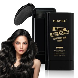 MLSMILE Hair Color Stick,Safe Convenient Waterproof and Sweat-Proof Comb Hair Dye Cream,Black Portable Hair Colouring,2-in-1 Color Correction Stick with Comb to Cover Gray and White Hair