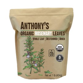 Anthony's Organic Dried Rosemary Leaves, 1 lb, Whole Leaf, Destemmed, Non GMO, Non Irradiated, Gluten Free