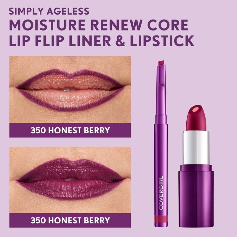 COVERGIRL Simply Ageless Lip Flip Liner, Honest Berry, Pack of