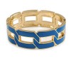 Royal Blue Enamel Link Oval Hinged Bangle Bracelet In Gold