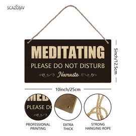 Meditating Please Do Not Disturb Namaste Wood Sign Zen Den Sign Zen Room Decor, Meditation Room Decorations, Wall Decor For Yoga Room, Studio, Home, Bedroom, Garden, Bathroom (10X5 Inch)