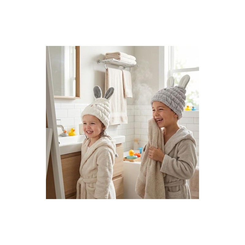 2 Piezas Gorro Secado Rápido para Niñas Toalla Absorbente de